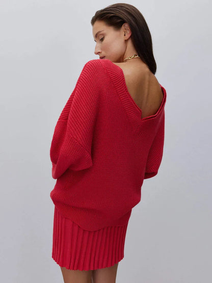 Cozy Glam Backless Knit Two-Piece Set