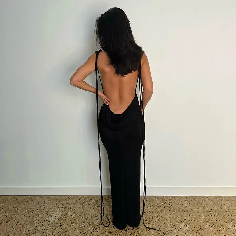 Glamorous Grace: Sleeveless Backless Maxi Dress