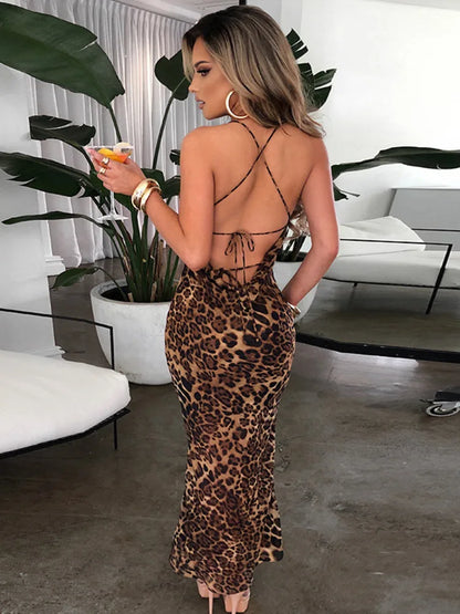 Savannah Chic: Leopard-Print Halter Dress