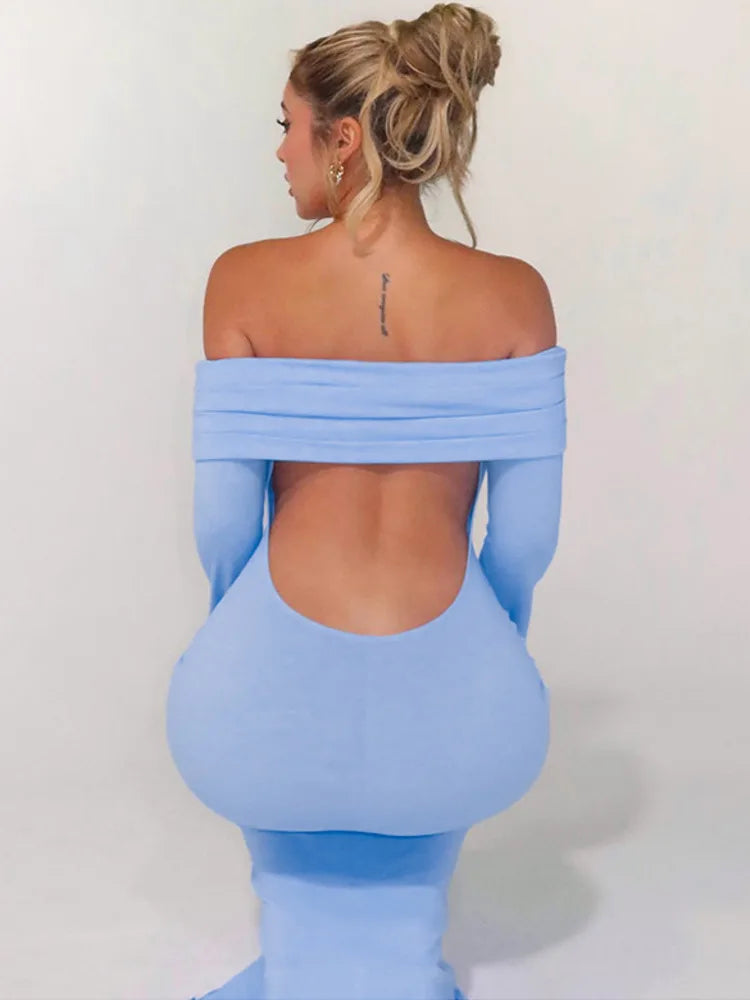 Eternal Allure Backless Off-Shoulder Maxi Dress