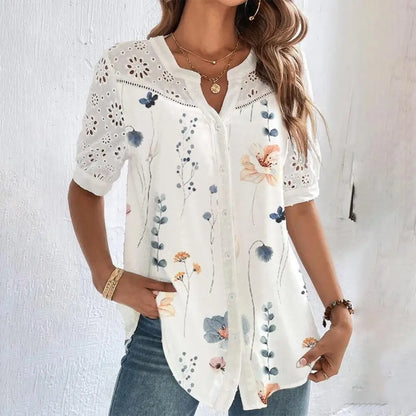 Lace Short Sleeve Blouse