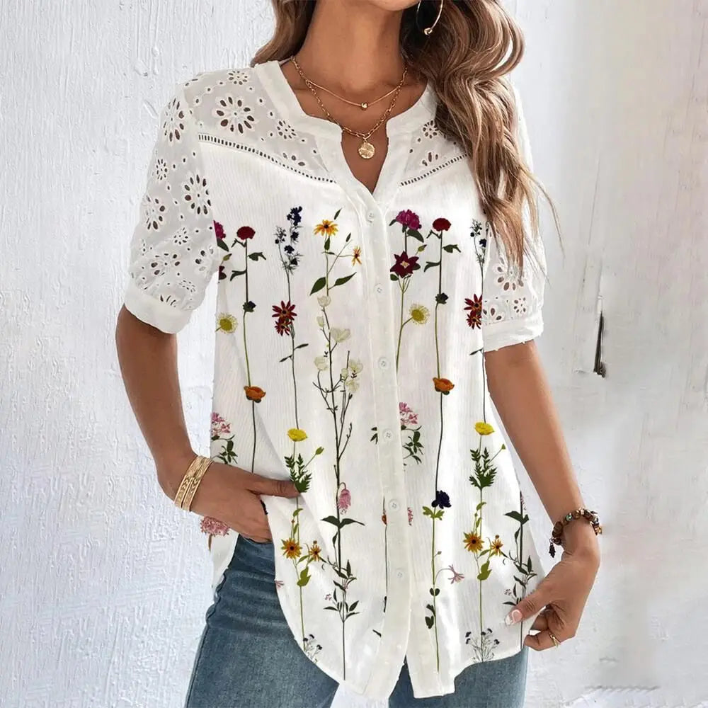 Lace Short Sleeve Blouse