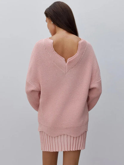 Cozy Glam Backless Knit Two-Piece Set