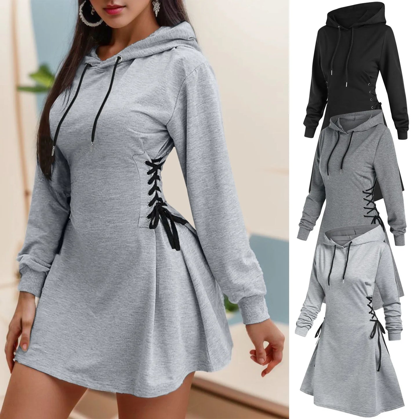 Casual Chic Tie-Waist Hoodie Dress