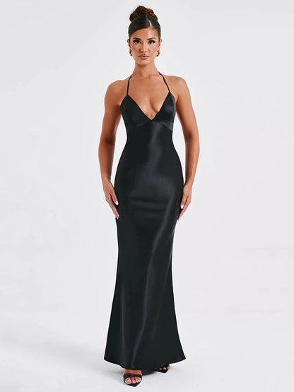 Ethereal Allure: Backless Spaghetti Strap Maxi Dress