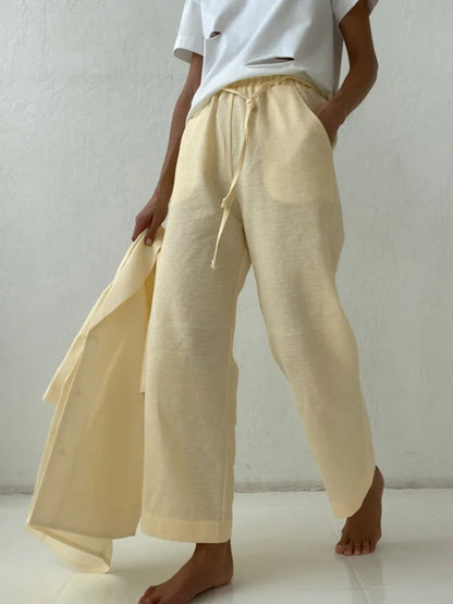 Sunlit Elegance: Yellow Summer Pants Set