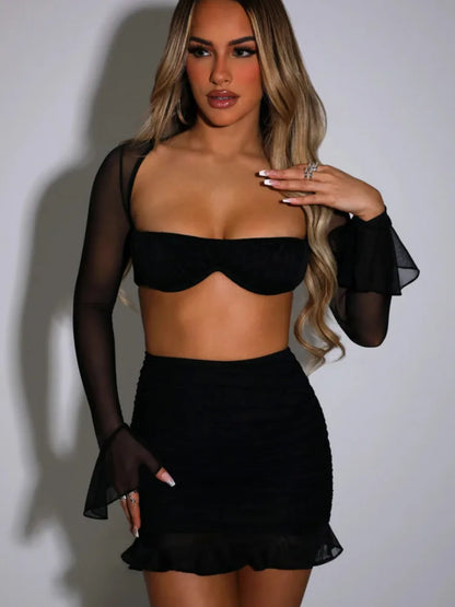 Strapless Crop Top and Mini Skirt Set