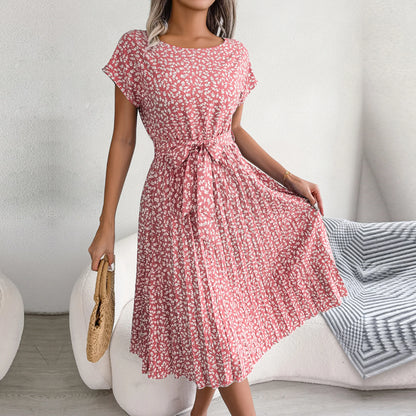 Elegância sem esforço – Vestido chique floral em linha A