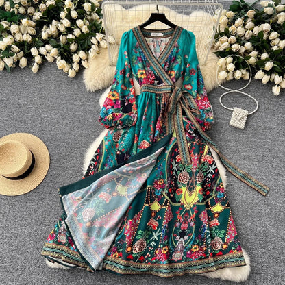 Exquisite Floral Maxi Robe Dress