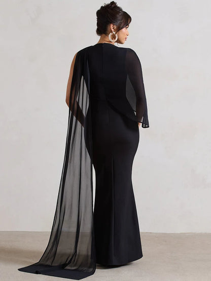 Mystic Grace Cloak Sleeve Maxi Dress