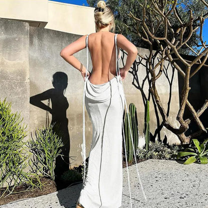 Glamorous Grace: Sleeveless Backless Maxi Dress