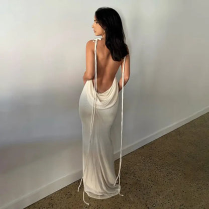 Glamorous Grace: Sleeveless Backless Maxi Dress