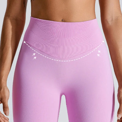 Leggings de ioga femininas sem costura com cintura alta em V