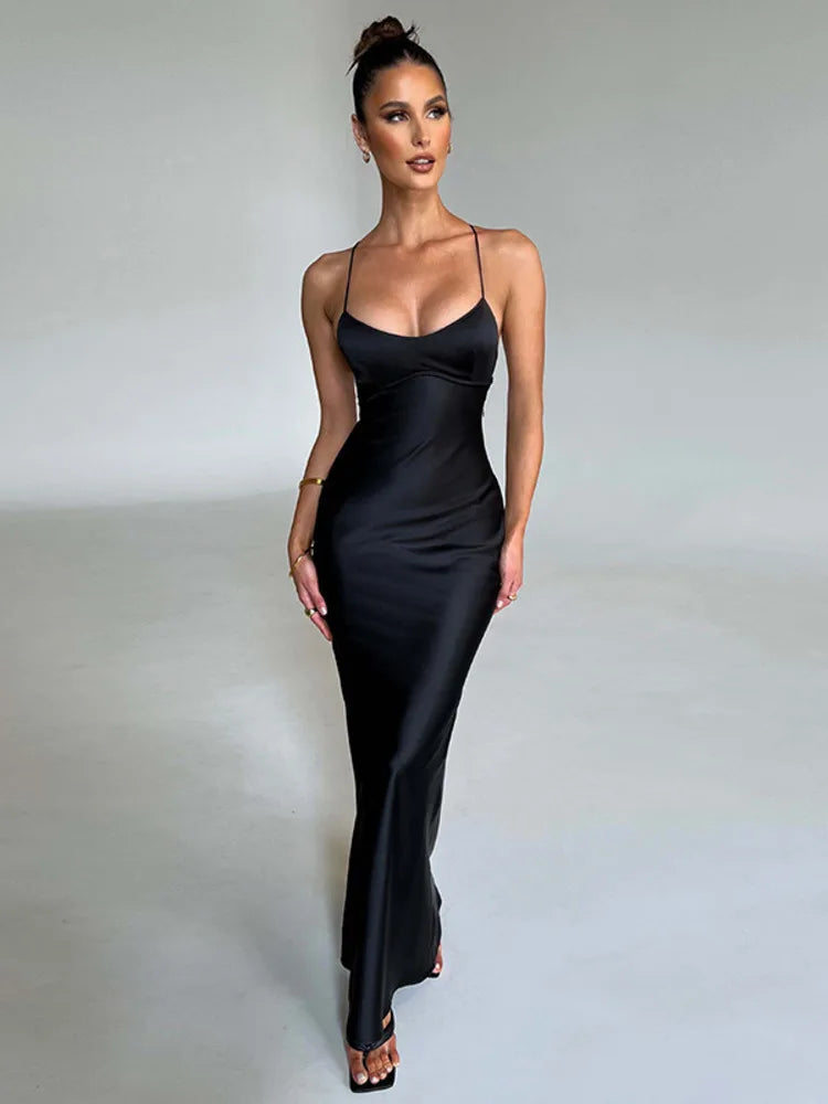 Vestido Maxi Sin Espalda de Satén Luxe