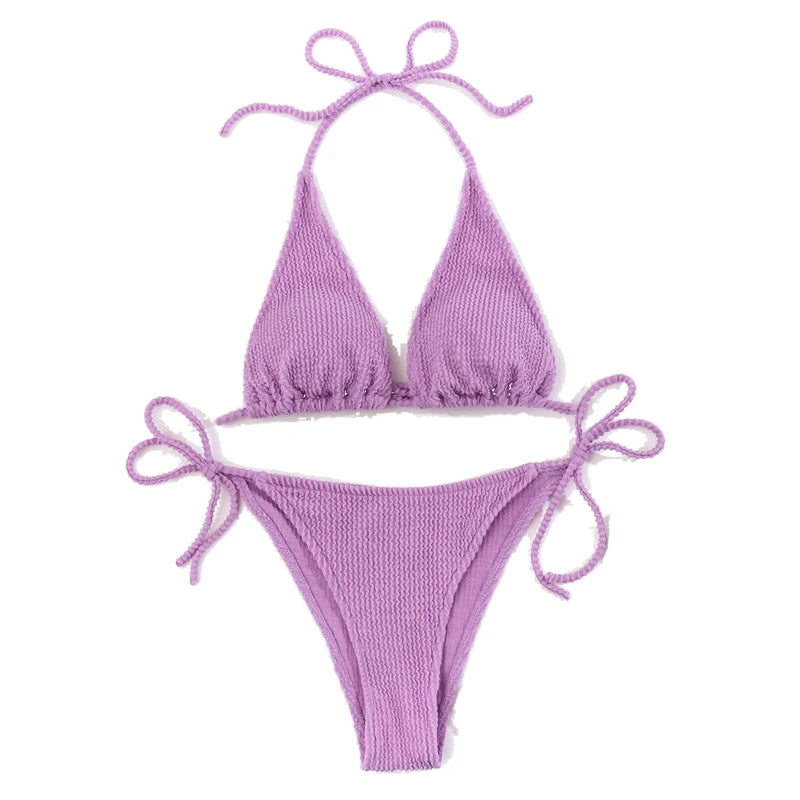 Conjunto de bikini brasileño con push up de cintura alta