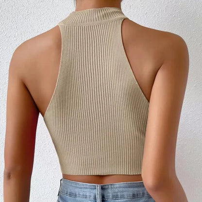 Top sin mangas con cuello halter elegante