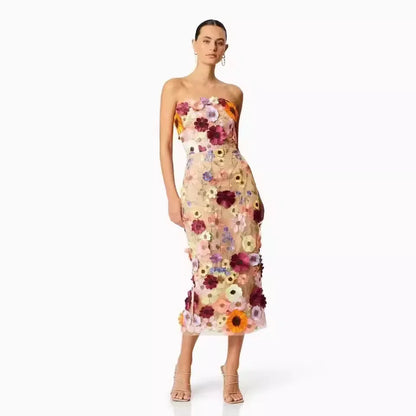 Blooming Floral / Sleeveless 3D Flower Dress