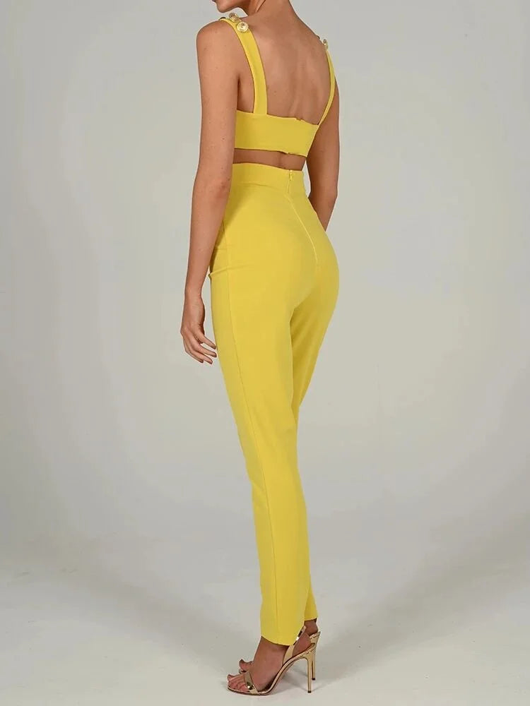 Two-Piece Set for Women – Crop Top and Pants Matching Set