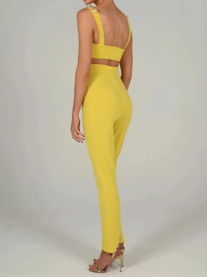 Two-Piece Set for Women – Crop Top and Pants Matching Set