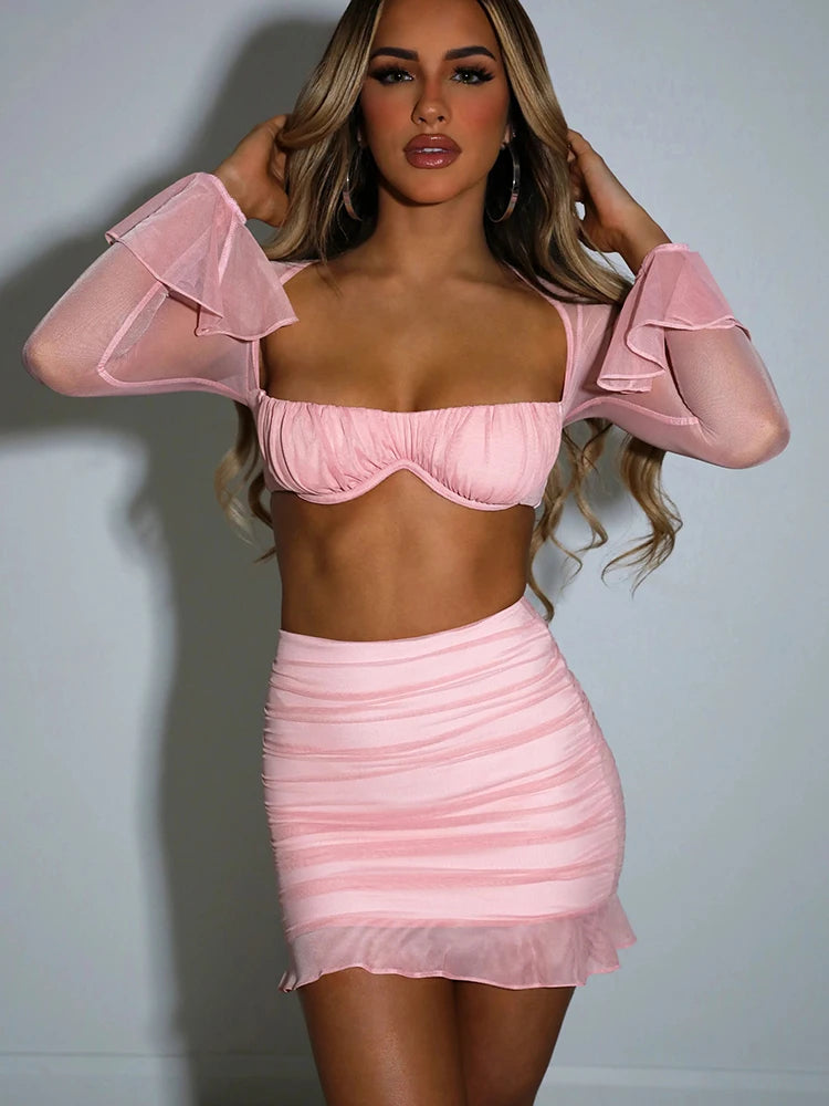 Strapless Crop Top and Mini Skirt Set