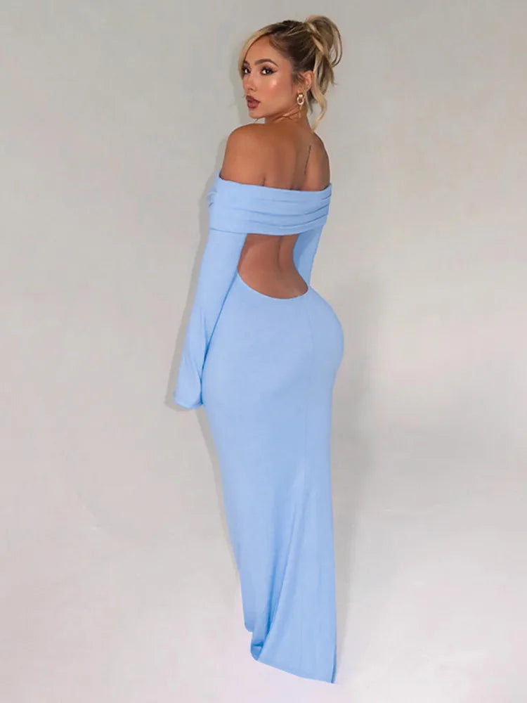 Eternal Allure Backless Off-Shoulder Maxi Dress