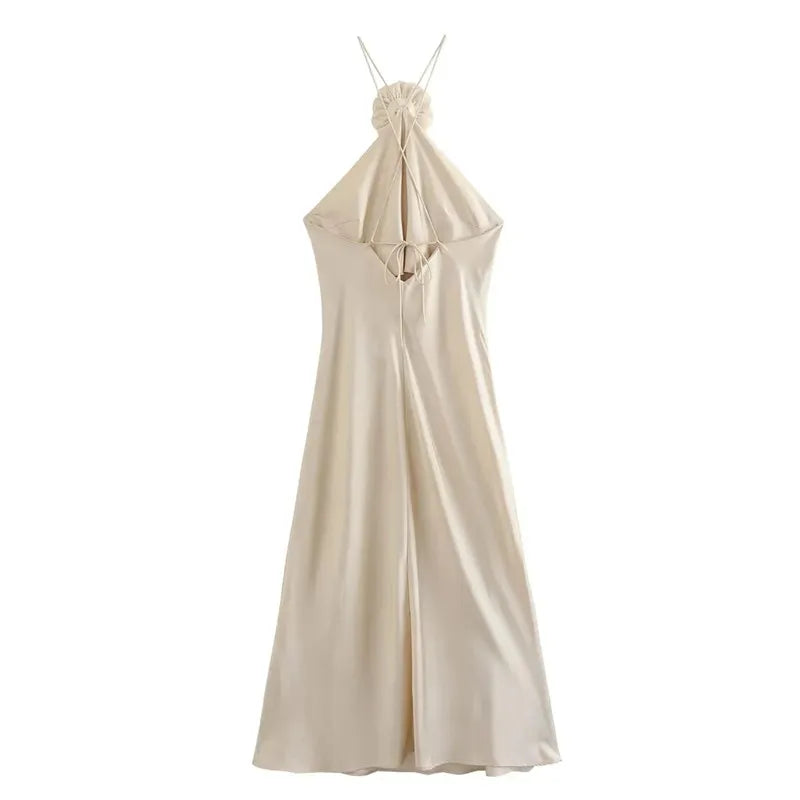 Champagne Rose Halter Dress