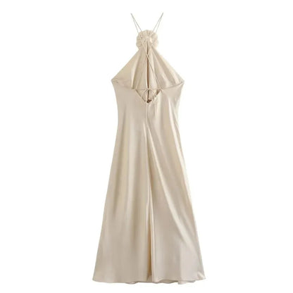 Champagne Rose Halter Dress