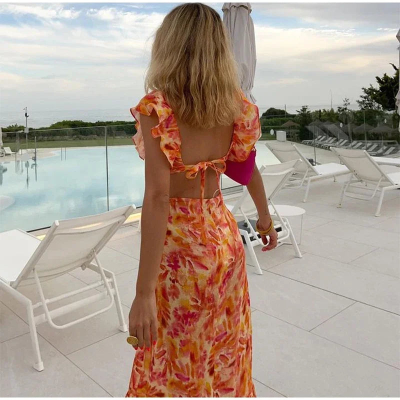 Backless Print Dress