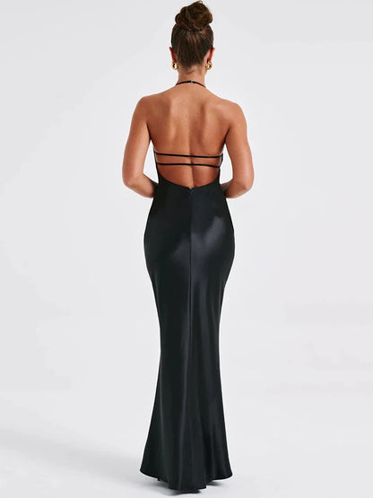 Ethereal Allure: Backless Spaghetti Strap Maxi Dress