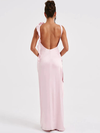 Backless Thigh High Split Maxi Dress