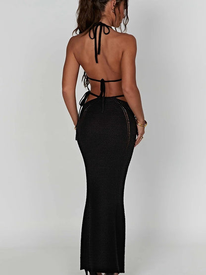 Halter Crop Top and Maxi Skirt Set