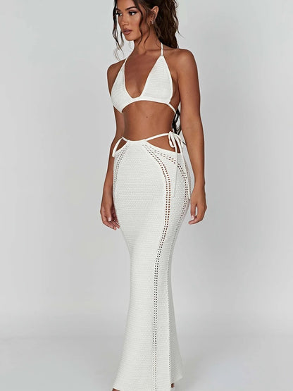 Halter Crop Top and Maxi Skirt Set